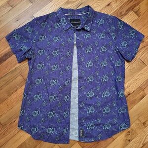 Wildfang Purple Blue Floral Button Up size L